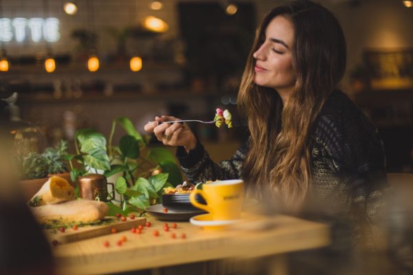 Woman eating on diet