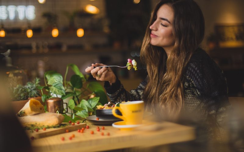 Woman eating on diet